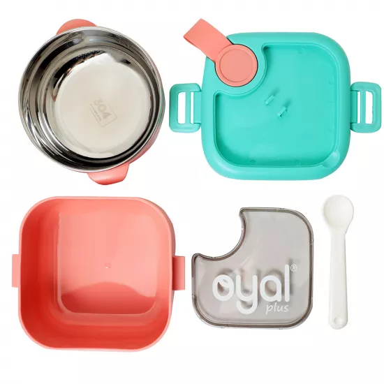 Yemək saxlama qabı i-10505 480+750ml çəhrayı