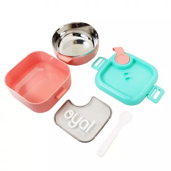 Yemək saxlama qabı i-10505 480+750ml çəhrayı