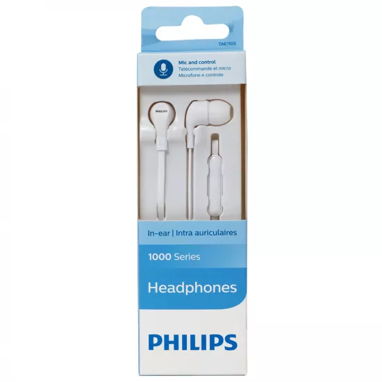 Qulaqlıq Philips naqilli (mikrofonlu) ağ TAE1105WT/00