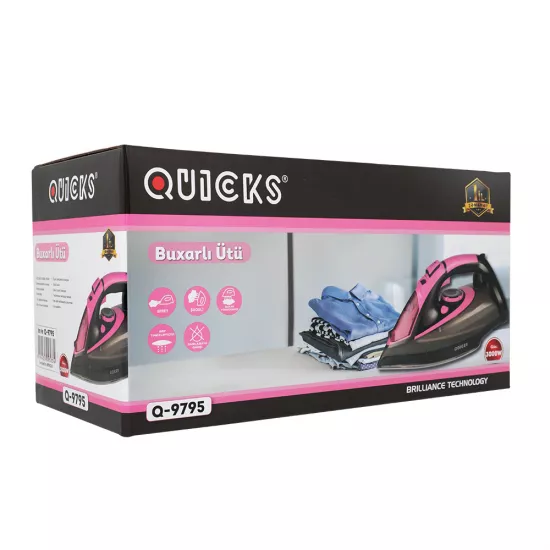 Ütü Q-9795 3000W qara+çəhrayı