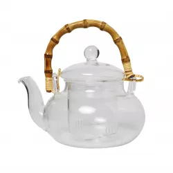 Çaynik şüşə 650ml bambuk qulplu