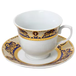 Çay dəsti FR-5505-5 220CC 6 ədədli qızılı mavi güllü