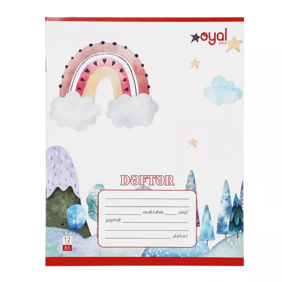 Dəftər 12 vərəq rəngli dama 65 qr premium