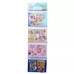 Bloknot spirallı A7-Gvə ya A7-72 Labubu 4 pcs 7x12sm