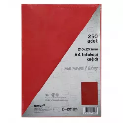 Kağız 80 qr A4 250 əd rəngli qırmızı