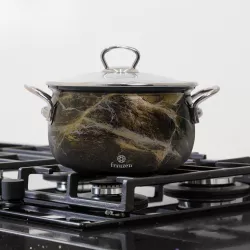 Qazan FR-6680 16-18-20 sm 3-Lü Set qara (Mərmər)