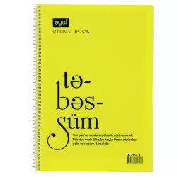 Dəftər spirallı A4 72v daş kağız yandan açılan plastik