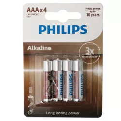 Batareya Philips Alkaline 4-lü AAA LR03A4B/10