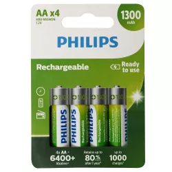 Batareya Philips AA 4-lü 1300 mAh Şarj Ediləbilir R6B4A130/10