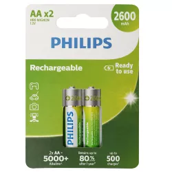 Batareya Philips AA 2-li 2600 mAh Şarj Ediləbilir R6B2A260/10