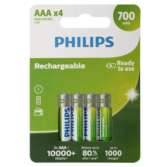 Batareya Philips AAA 4-lü 700 mAh Şarj Ediləbilir R03B4A70/10