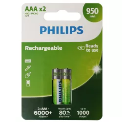 Batareya Philips AAA 2-li 950 mAh Şarj Ediləbilir R03B2A95/10