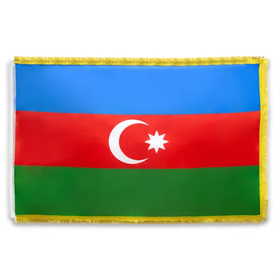 Bayraq (100*150) Azərbaycan 1-tərəfli saçaqlı qalın