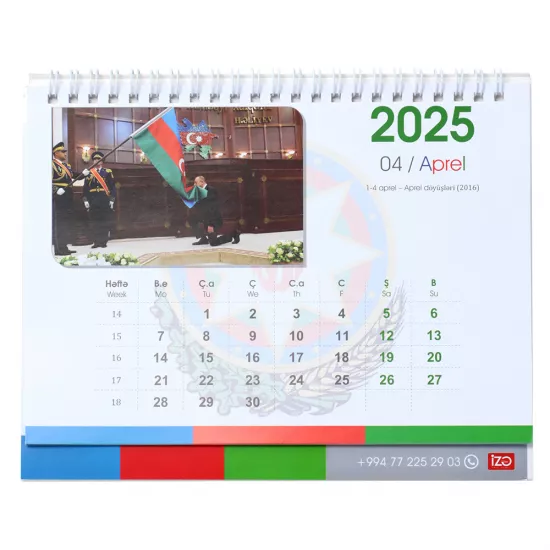Təqvim masaüstü üçbucaq spirallı 2025 İ.Əliyev