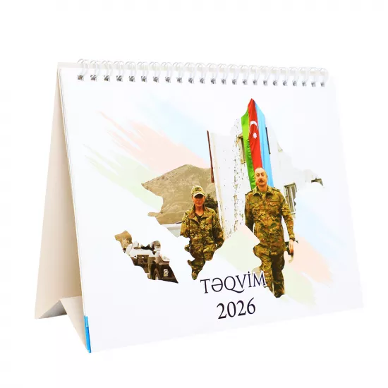 Təqvim masaüstü üçbucaq spirallı 2026 İ.Əliyev