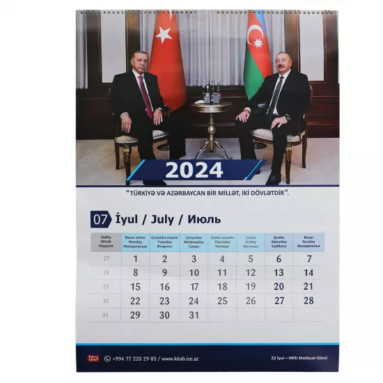 Təqvim Spirallı asma 2024 (A2,50*70) İ.Əliyev