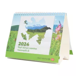 Təqvim masaüstü üçbucaq spirallı 2024 Yaşıl dünya naminə həmrəylik ili (İZƏ)