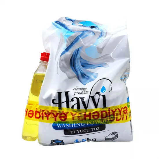 Yuyucu toz 4.5kq Ağ+500ml qab şampunu (HAYVİ)