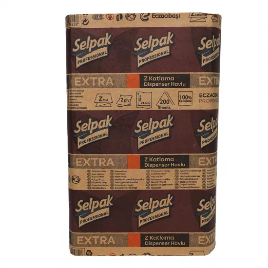 Salfet Dispenser Dəsmalı Z-qatlama 2 qat 200 əd (21.5*24sm) (Selpak)