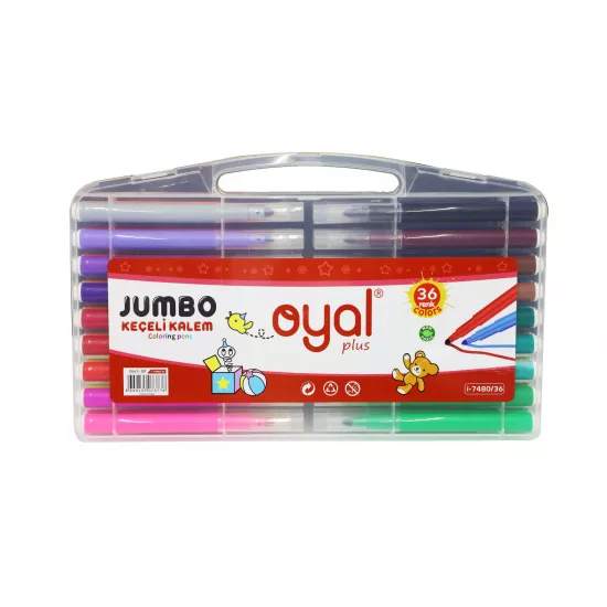 Flomaster jumbo i-7480/36 rəng plastic qutuda