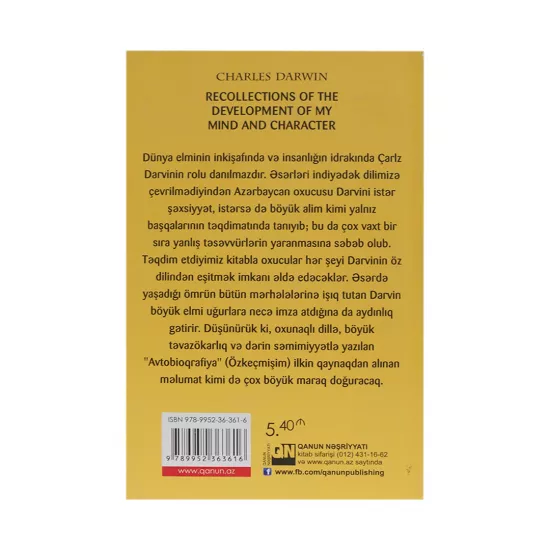 K.Əqli qabiliyyətimin və xarakterimin inkişafı haqqında xatirələrim (Ç.Darvin)