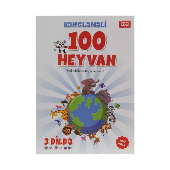 Rəngləməli 100 heyvan 3 dildə (Az.En.Ru)