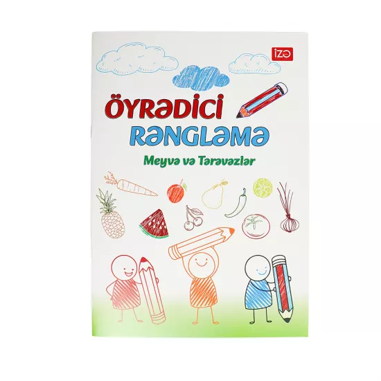 Öyrədici Rəngləmə A4 meyvə və tərəvəzlər