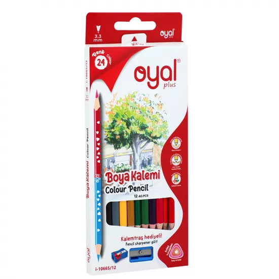 Karandaş rəngli i-10665/12 3.3mm 24 rəng ikitərəfli + karandaşyonan