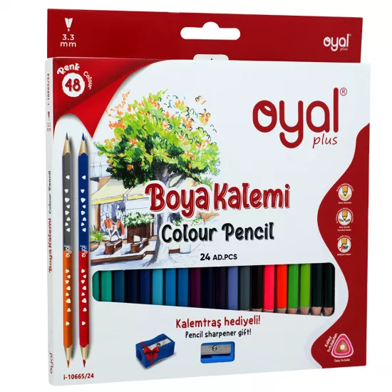 Karandaş rəngli i-10665/24 3.3mm 48 rəng ikitərəfli + karandaşyonan