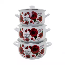 Qazan FR-6675 20-22-24 sm 3-Lü Set Ağ (güllü)