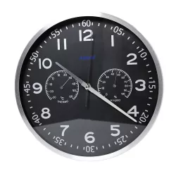 Divar saat A-8710 gümüşü/ qara termometrli