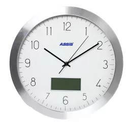 Divar saat A-8715 ağ/ gümüşü termometrli