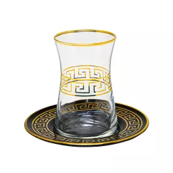 Çay dəsti EVX-033 12-parça şəffaf+qara (Versace)