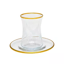 Çay dəsti EVX-0109 12-parça şəffaf+qızılı (42730-A)