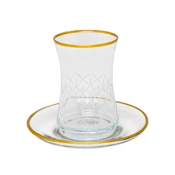 Çay dəsti EVX-0110 12-parça şəffaf+qızılı inci (42733-A)