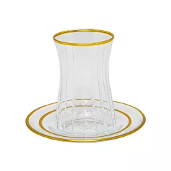 Çay dəsti EVX-0102 12-parça şəffaf+qızılı (42634-A)