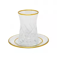 Çay dəsti EVX-0101 12-parça şəffaf+qızılı (42635)
