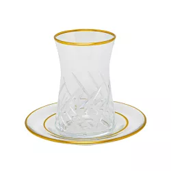 Çay dəsti EVX-0101 12-parça şəffaf+qızılı (42635)