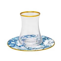 Çay dəsti EVX-6181 12-parça şəffaf+qızılı flora